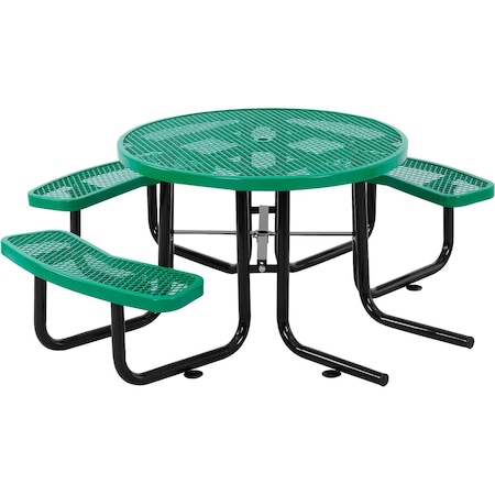 Global Industrial Round Wheelchair Accessible Picnic Table, Green, Expanded Metal, 46 in L, 29-1/2 in H Overall 695290GN